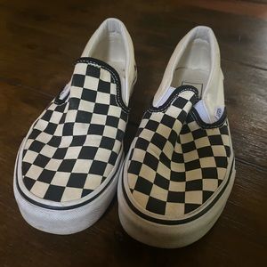Women’s size 6 checkered vans slip on